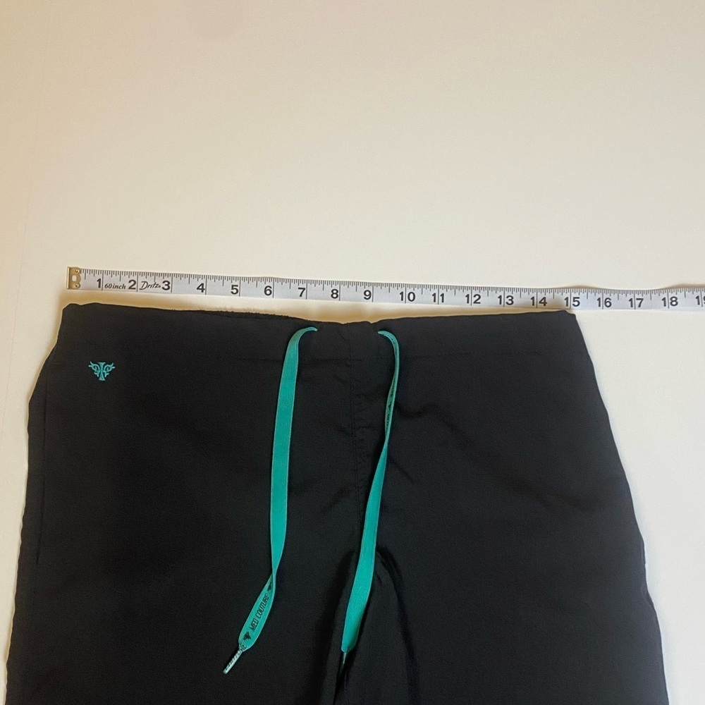 Med Couture Gray Pants with Blue Drawstring scrub pants small petite - Picture 6 of 7